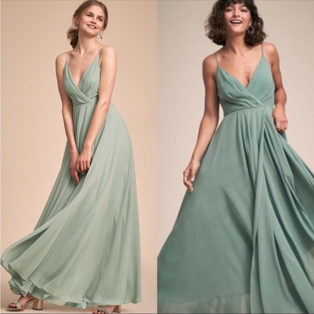 BHLDN Sage Green Chiffon Maxi Dress